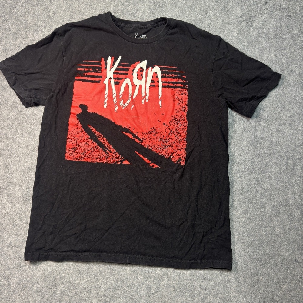 KORN Shadow Logo size M Medium Black T Shirt Nu Metal Band Official Merch Tee